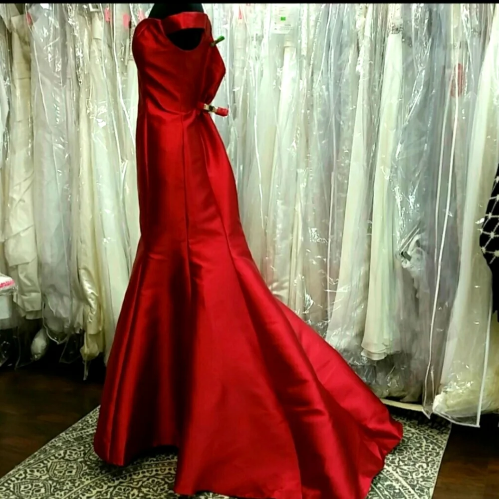 Red Mermaid Mikado Gown - Picture 3 of 12